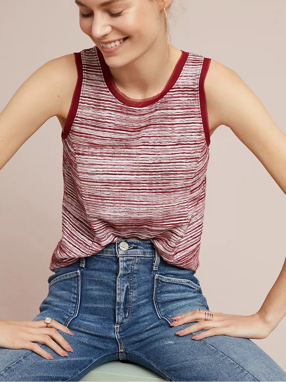 Anthropologie Vanessa Virginia Indira Textured Fringe Tank